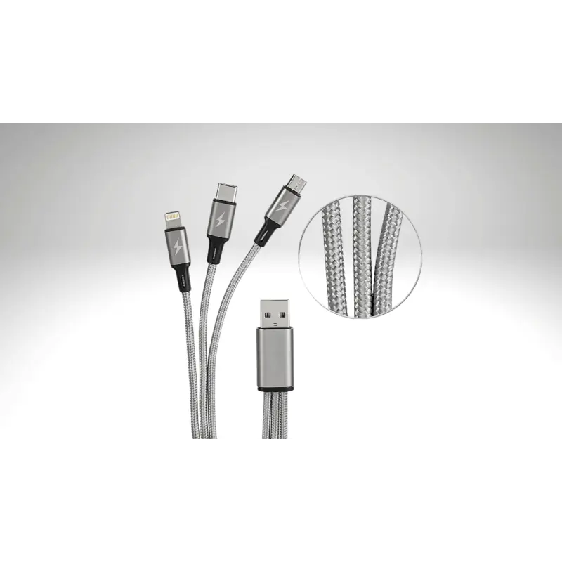 Câble de chargement 3-en-1 – USB-C, Lightning et Micro-USB (1,2 m)